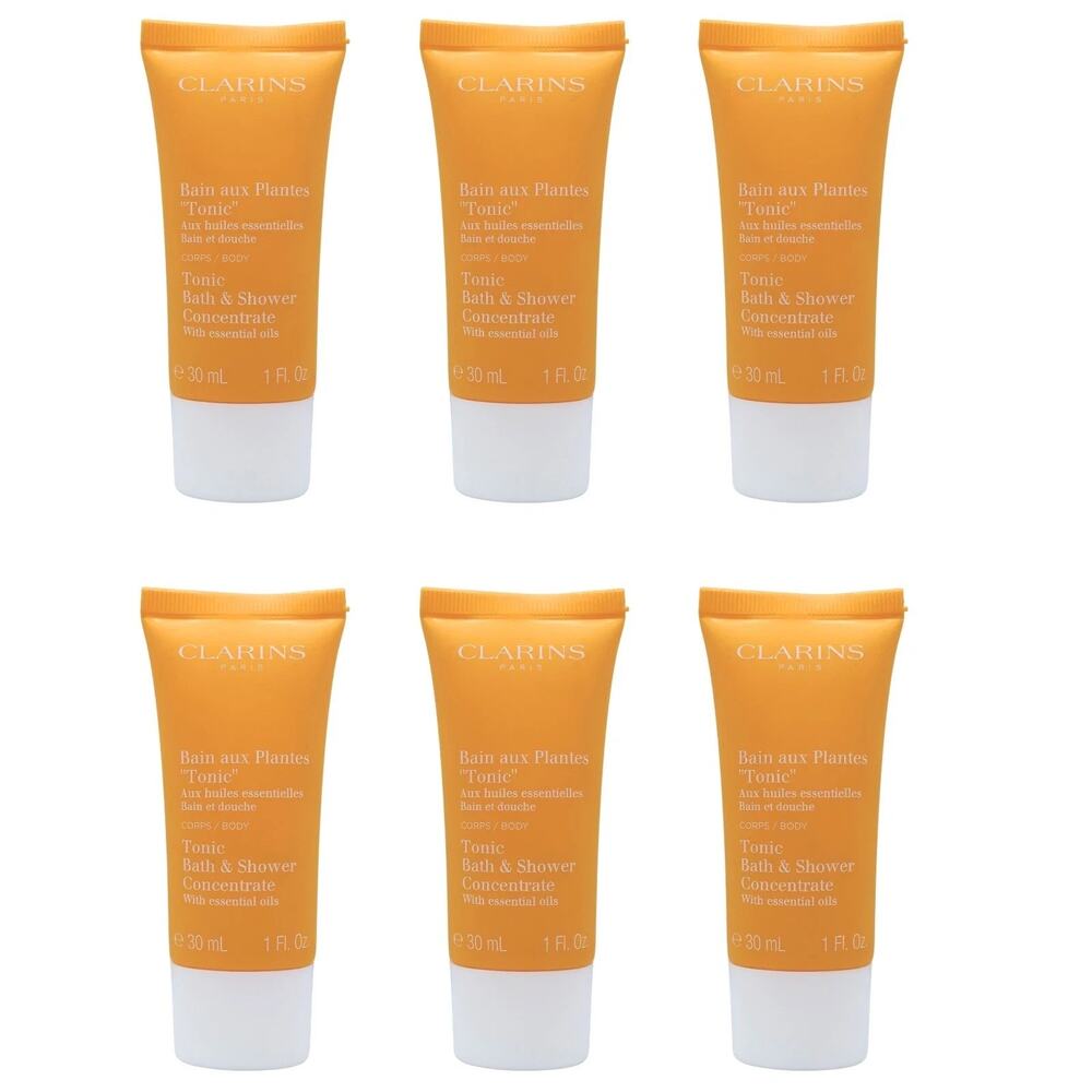 Clarins Tonic Bath & Shower Concentrate With Essential Oils 30mL 1oz 6 Pack NEW!